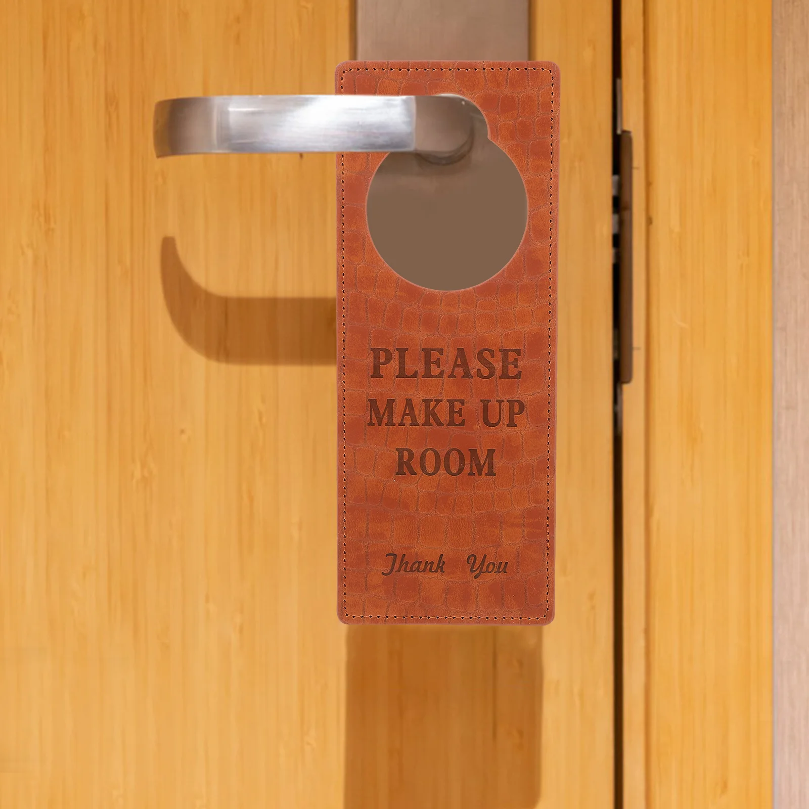 2Pcs Hotel Door Knob Hanger Double-Sided PU Do Not Disturb Please Make Up Room Sign Privacy Reminder Door Handle Sign