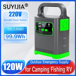 Portable Power Station 120W 220V Outdoor Emergency Storage Power Supply External Battery Solar Generator for Camping Fishing RV