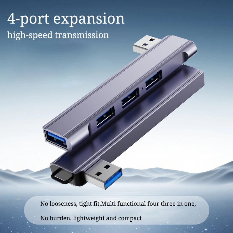 

Laptop USB HUB Splitter Aluminum Extender Four Port Side Bending for Laptop PC Office