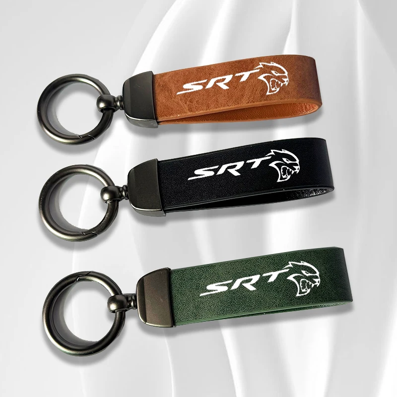 Car fashion vintage leather key chain key chain pendant For Dodge Demon Challenger SRT RC Charger NITRO RAM JOURNEY Accessories