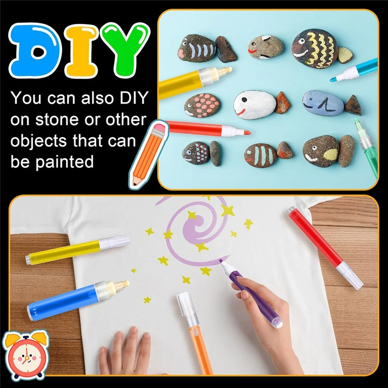 TTKK-16개 리필 가능한 아크릴 페인트 마커 빈 아크릴 마커 라운드 틸티드 플랫 헤드 필러블 펜 3ml 드로퍼 아트 키트용