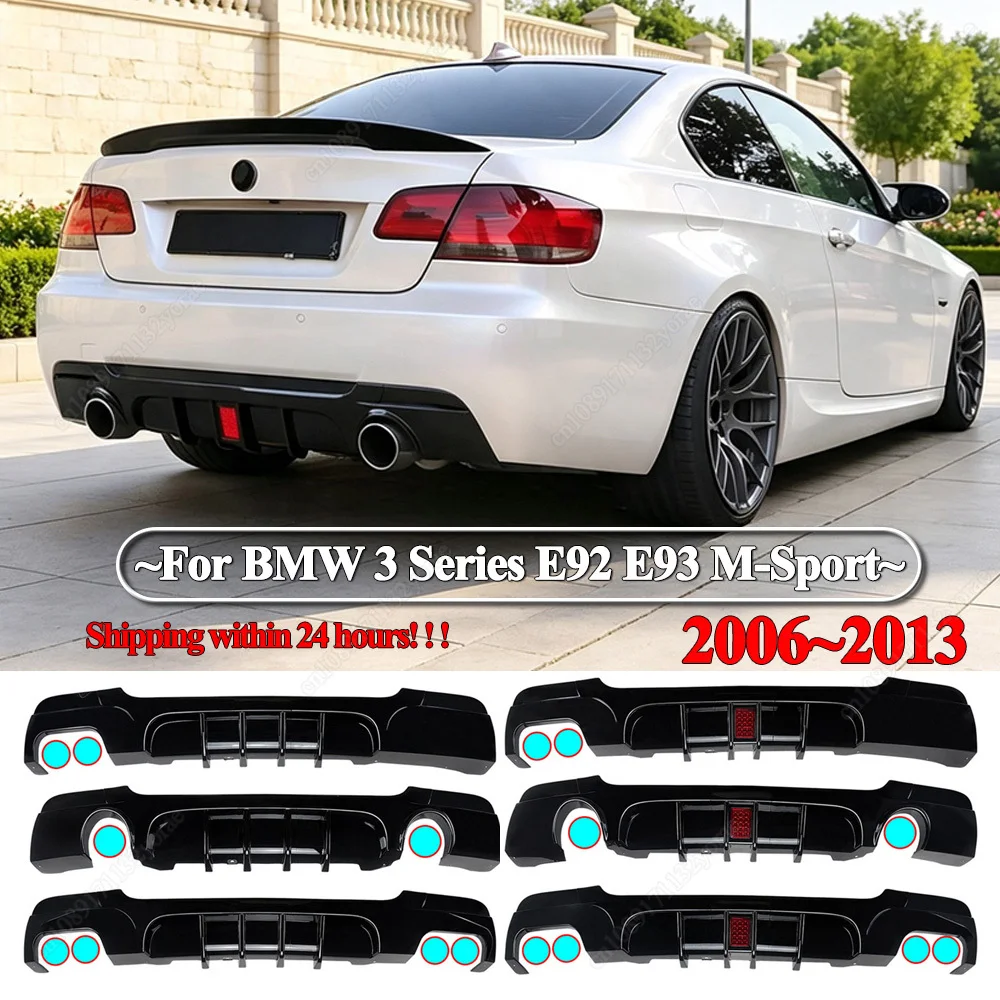 Für BMW 3er E92 E93 M-Sport 2006-2013 Auto-Heckstoßstangen-Diffusor-Spoiler mit LED-Licht Exterieur-Karosserie-Kit Tuning