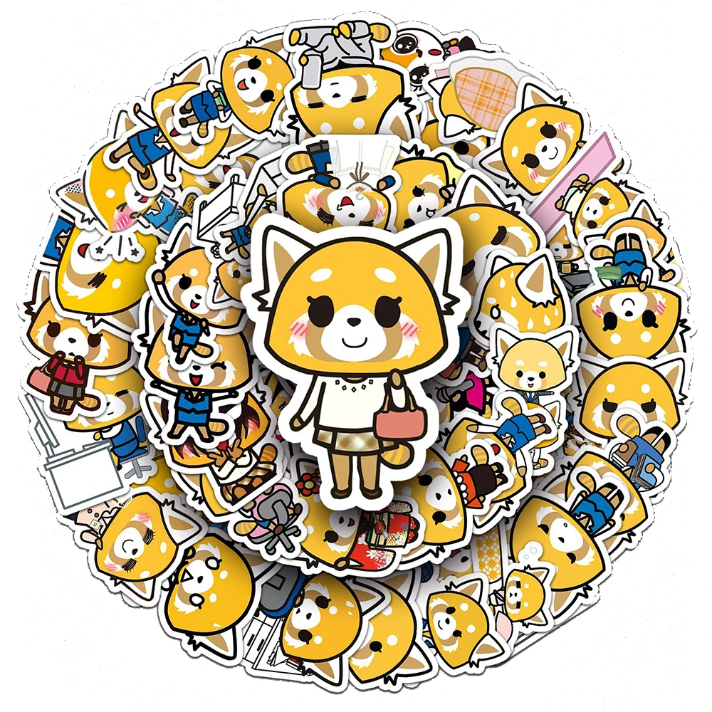 10/30/50pcs Cute Sanrio Anime Aggretsuko Stickers Funny Cartoon Decals for Kids Toy Water Bottle Guitar Phone Waterproof Sticker