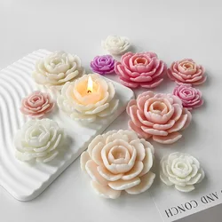 Camellia Fragrance Scented Candle Silicone Mold Flower Gypsum Ornament Epoxy Resin Mould DIY Candle Making Supplies Home Decor