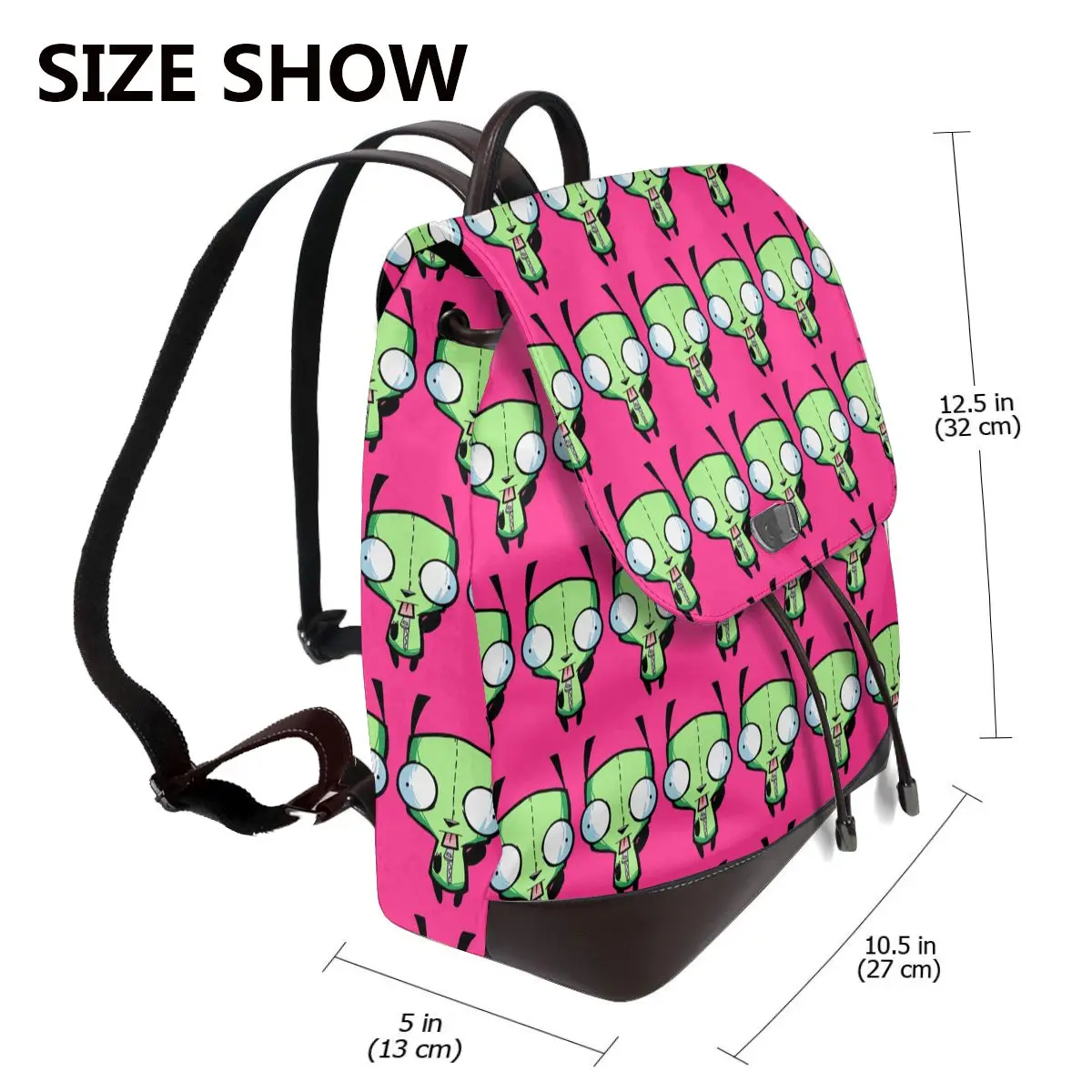 Invader Zim Madness Bookbag School Student Bags Hiking Travel Daypack for Women Fashion Derma Backpack