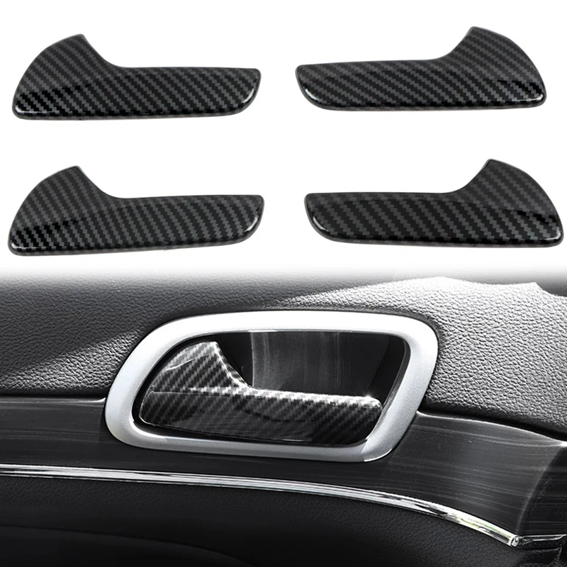 

4Pcs Carbon Fiber Car Inner Door Handle Trim Pull Grab Panel Handle Cover Accessories For Dodge Durango 2011-2022