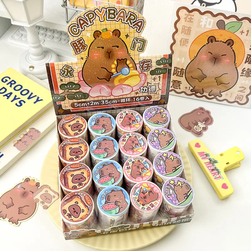 4Pcs Capybara Washi Paper Tapes Cartoon Tapes DIY Scrapbooking Decor Junk Journal Collage Stationery Aesthetics Materials Tape