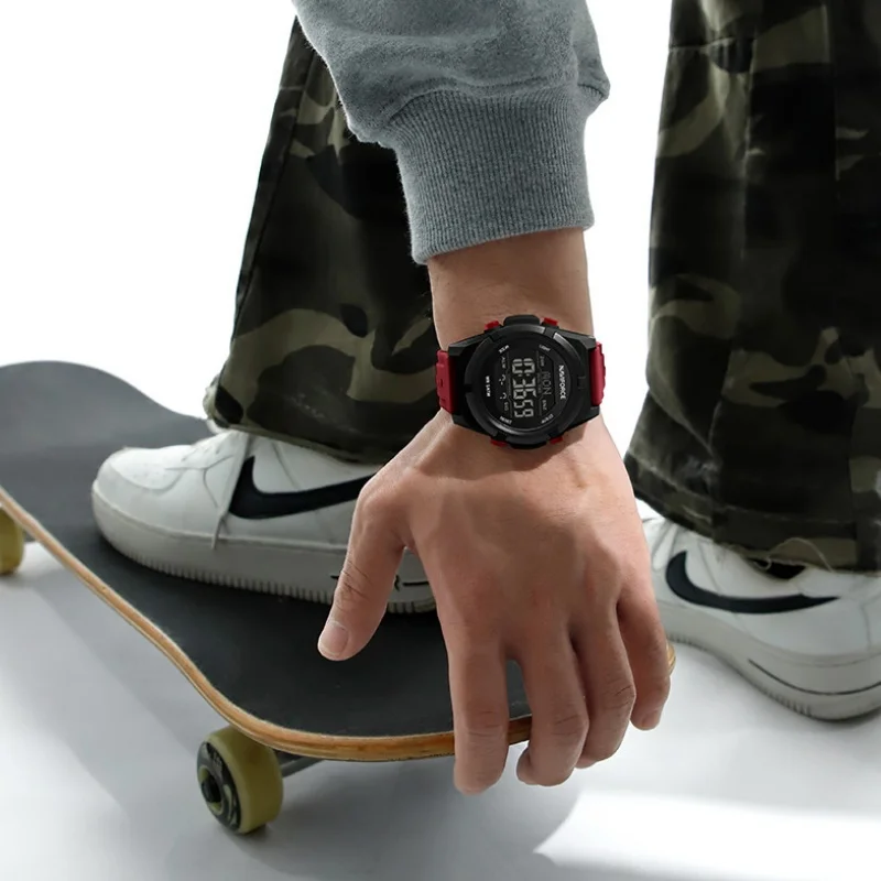 NF7127 NAVIFORCE ساعة إلكترونية للرجال ساعة رياضية متينة حزام السيليكا ساعة رقمية LED الخلفية 5ATM مقاومة للماء #1