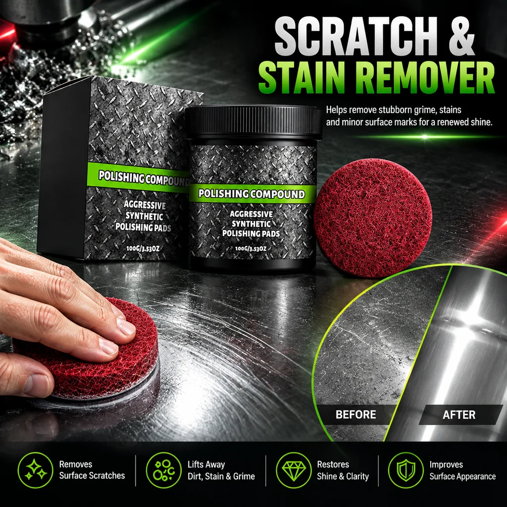 All-in-One Surface Restoration Polish with Pad,Restoration Compound Polishing Kit for Leather Wood Marble Countertop Cookware