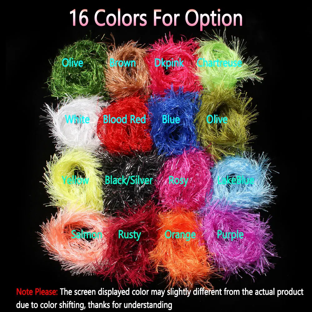 Bimoo 2M/Pack 25mm Breites Synthetisches Predator-Hackle Fliegenbindematerial Mix mit Flash-Tinsel für Forellen-, Hecht-, Muskie- und Meeresfischereiköder – Detail 3