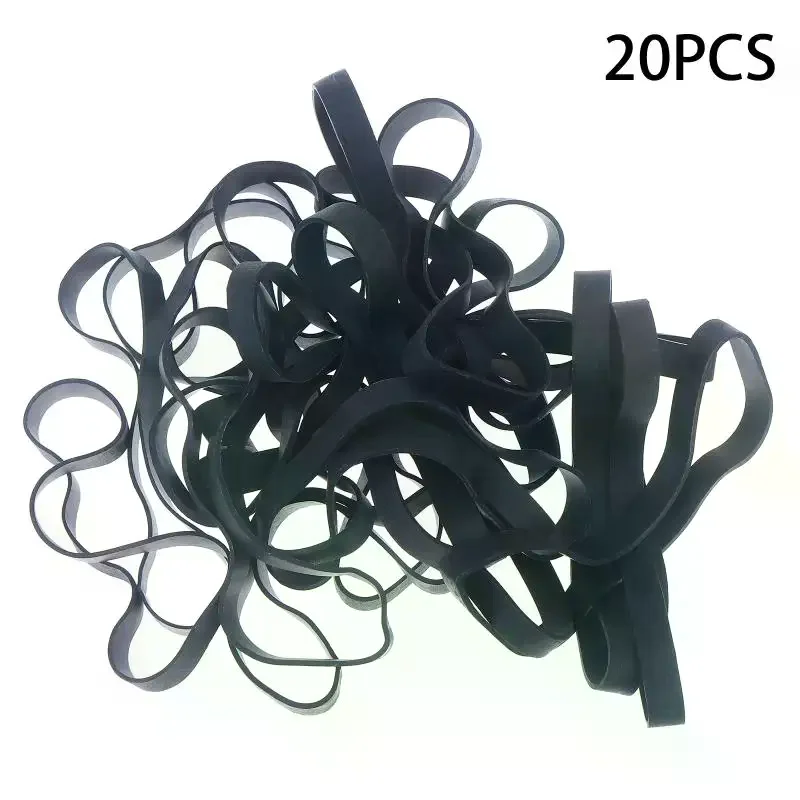 20pcs Black Rubber Bands Large Size Stretchable Elastic Rubber Ring For Office Stationery Package Supplies