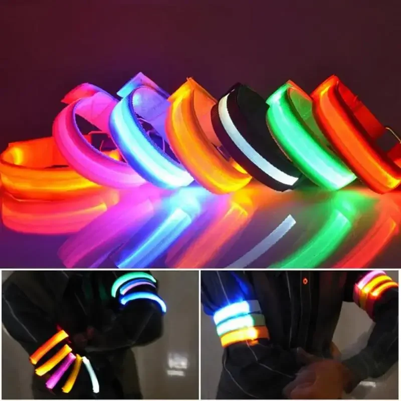 LED Flashing Slap Bracelet Light Up Glow Bracelet Wristband Vocal Concert Party Props Christmas Gift Sport Night Running Armband