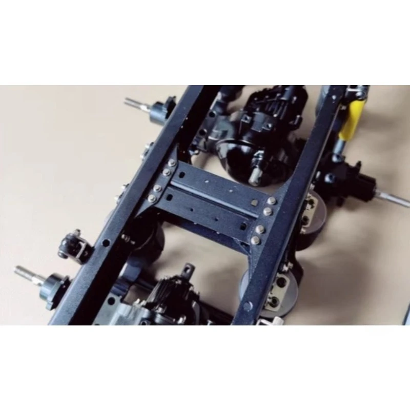 Simulación de Metal, doble viga transversal para camión Tamiya RC 1/14, remolque volquete Scania Benz Actros Volvo MAN, piezas DIY