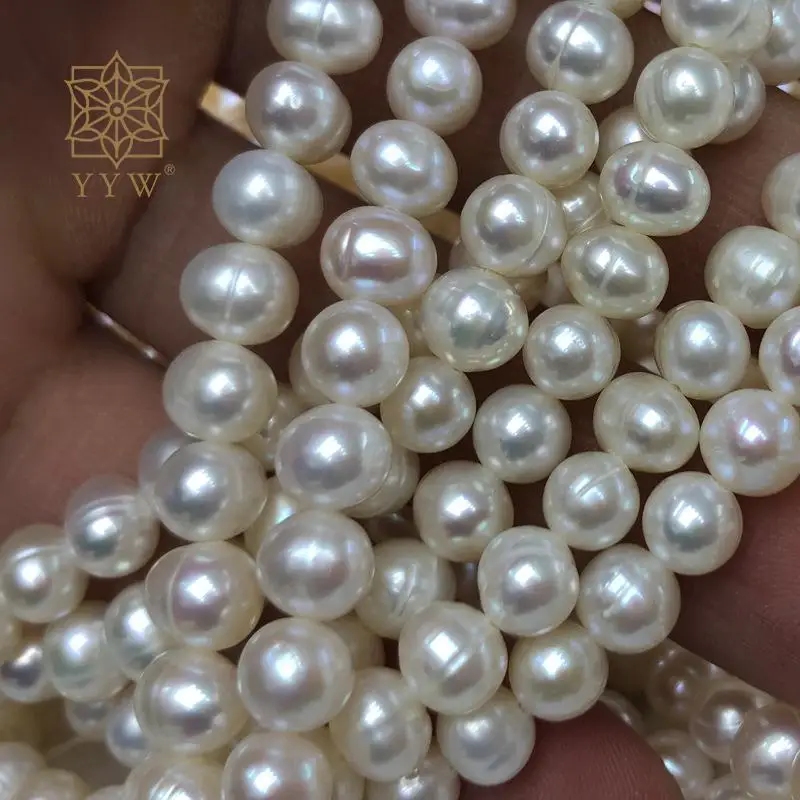 Cultured Freshwater Natural Pearl Slightly Round Beads White 5.5-6.5mm Sold Per Approx 36 Cm Strand For Women Jewelry Making