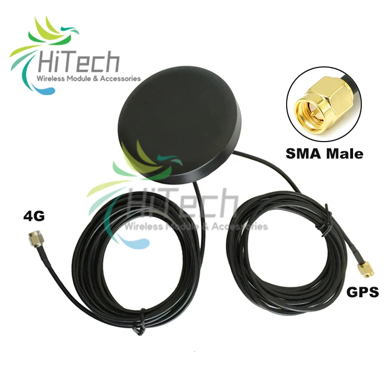 GPS LTE 4G Outdoor Waterproof 4G+GPS 2-in-1 Antenna Car Navigator Antenna Receiver SMA male SMA-J connector for DTU Cabinet IOT