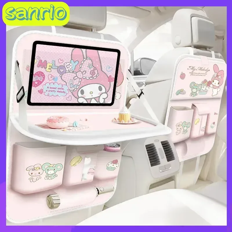 

Новинка 2024 года, сумка для хранения автомобиля Sanrio Melody, водонепроницаемая многофункциональная подвесная сумка на спинку автомобильного сиденья со столом и хранилищем бумажных салфеток