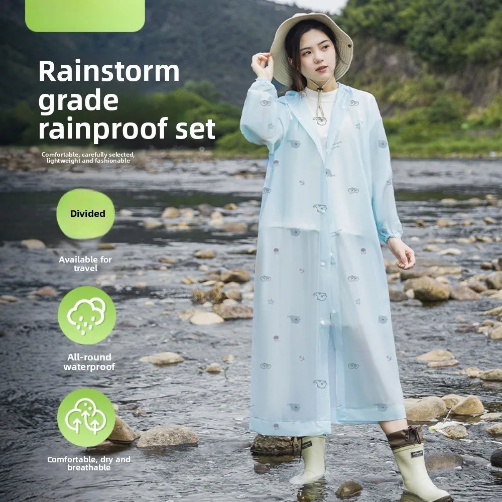 Jednorazowy płaszcz przeciwdeszczowy, długi, pełny, odporny na deszcz, damski podróżny, turystyczny, jeździecki, przenośny, pogrubiony, modny poncho