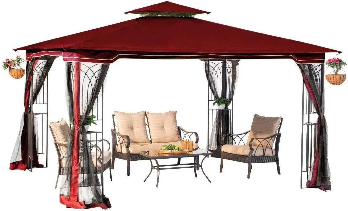 Garages Canopies & Carports Gazebo with Mosquito Netting Plant Rings Corner Shelves Ground Stakes and Center Hook