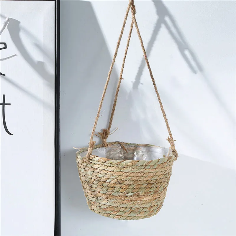 Garden Hanging Planter Macrame Plant Storage Basket Jute Rope Woven Indoor Outdoor Flower Pot Holder Plant Hangers Home Decor