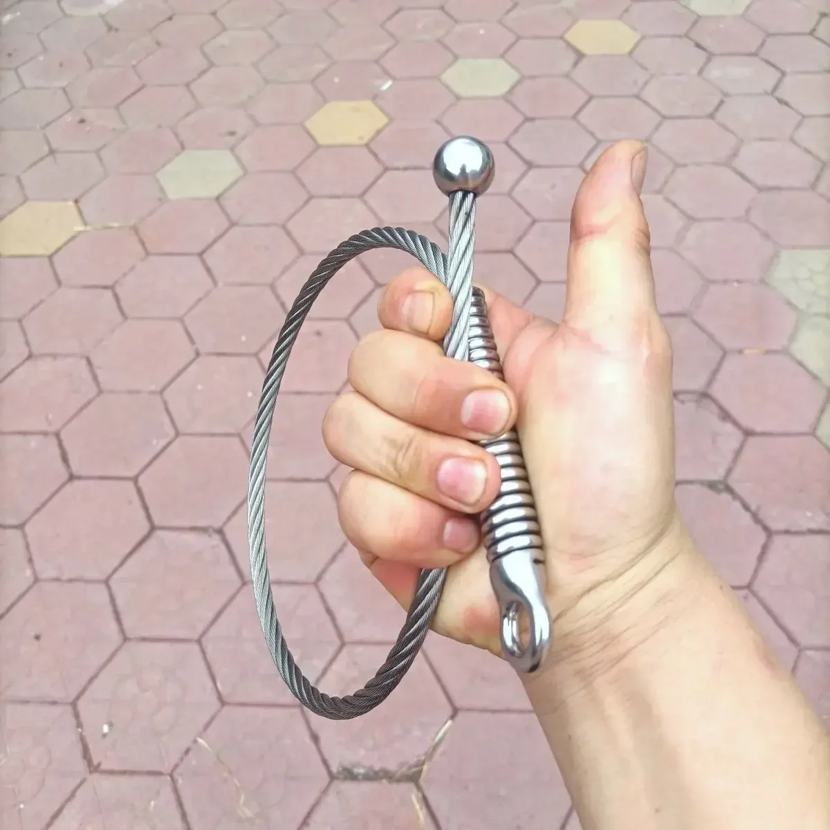 1PC Stainless Steel EDC Wire Whip Tactical Chinese Household Outdoor Car Emergency Tools