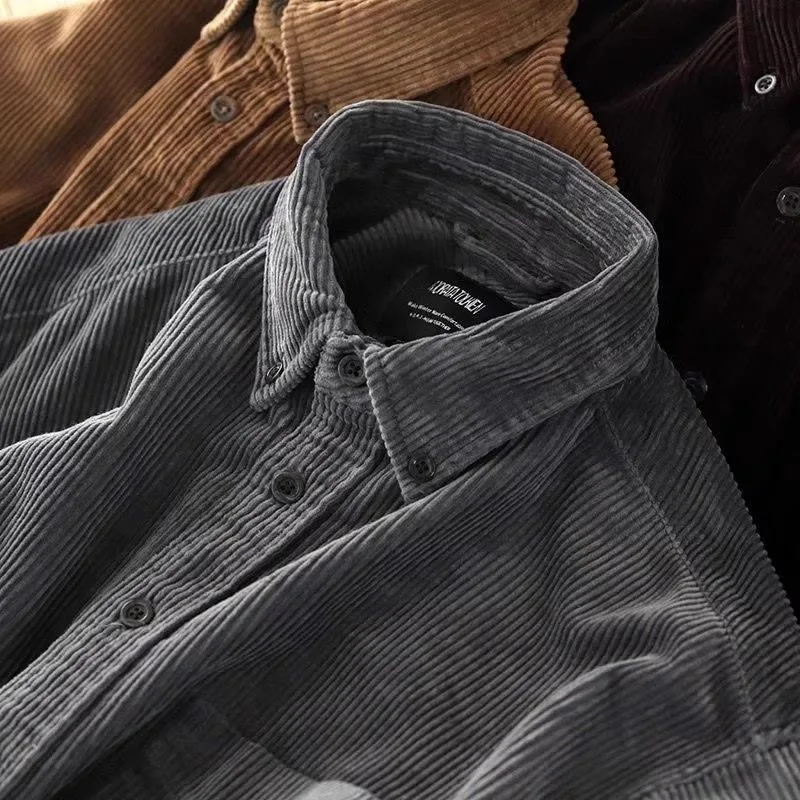 

Corduroy Long Sve irt Men's Casual Loose Workwear Autumn Winter Dirt Resistant Wear Resistant Outerwear for Youth