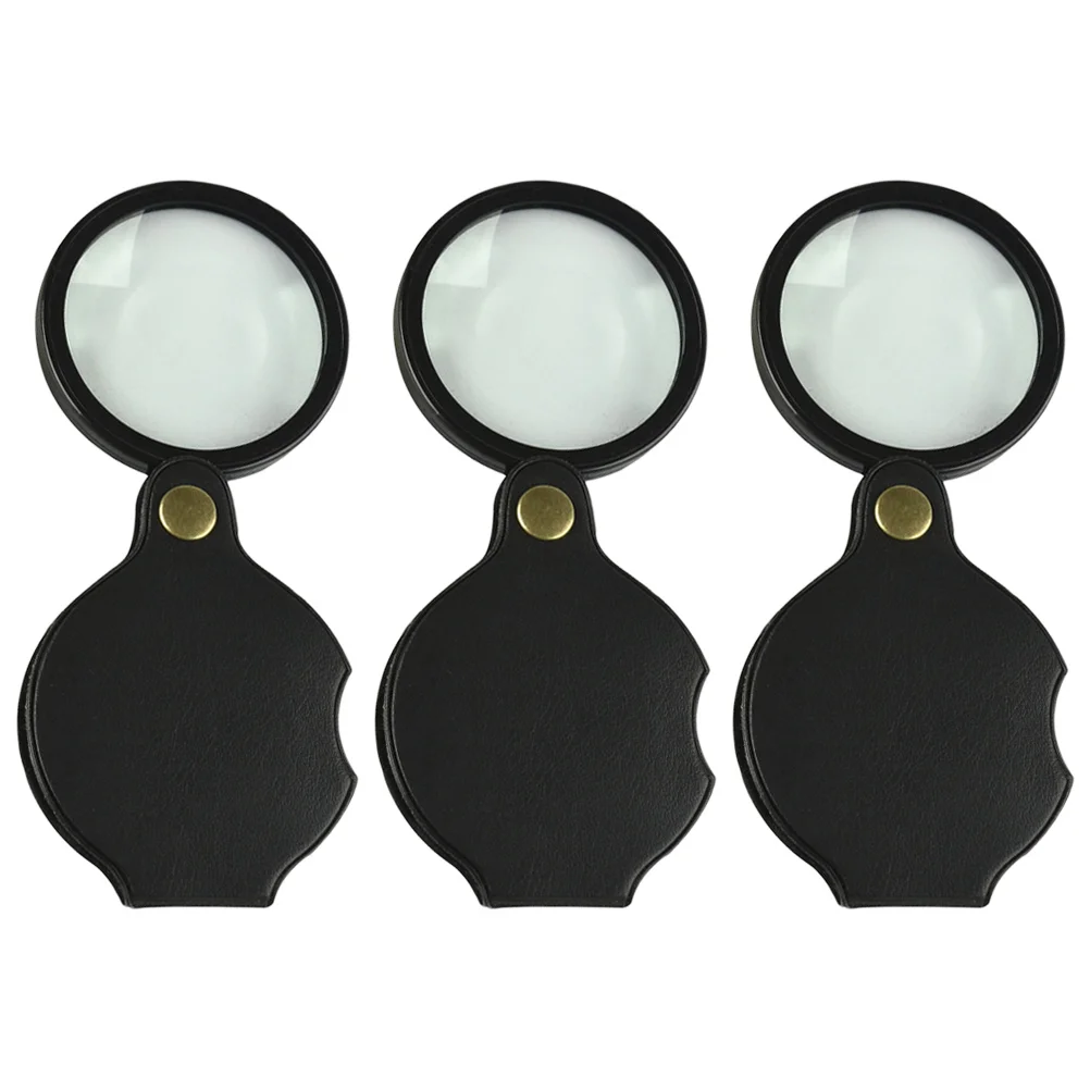 

3Pcs Foldable Pocket Magnifier Portable Reading Magnifying Glass Mini Observation Magnifier with Cover for Repair