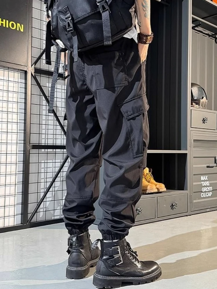 Schwarze Baggy Multi Pocket Herren Harem Cargohose Koreanischer Stil Günstigste Hose Harajuku Neu in Street Aesthetic Emo Male Hose
