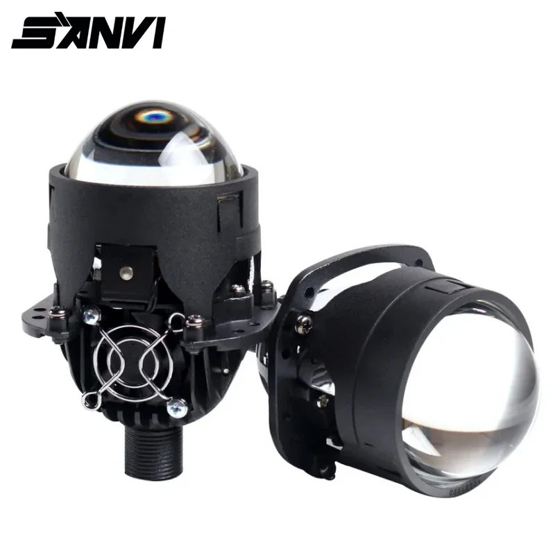 SANVI S8 2PCS Bi LED Projector Lenses H1 Bulb 9005 9006 H4 H7 LED Lamps For Headlight Car-styling Retrofit Hi/Lo Beam Lens 90W