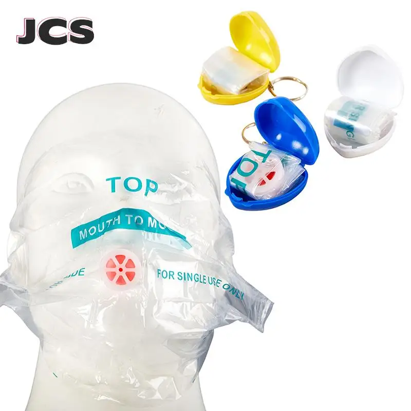 1PC CPR Mask CPR Face Shield For CPR Resuscitator With One-way Keychain Key Ring Heart Shape First Aid Rescue Kit