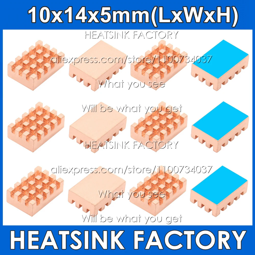 

Pure Copper Heatsink 10x14x5mm Radiator Cooler With Thermal Pad Cooling For Banana Pi Raspberry Pi IC RAM Memory CPU