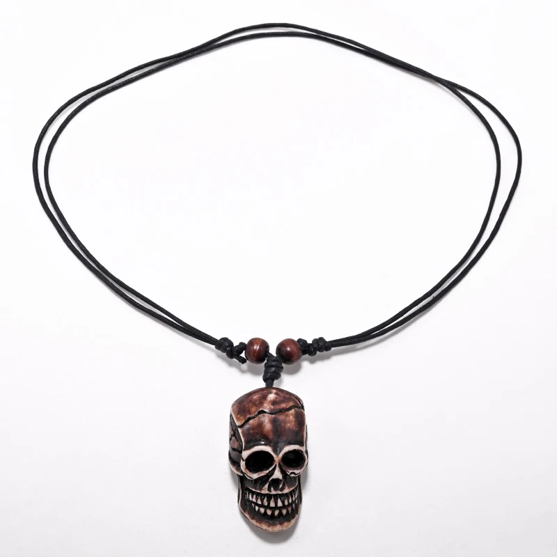 FX020 Ox bone carving necklace skull pendant Punk Choker Retro Jewelry Tribal style Imitation Yak Bone necklace Amulet Gift