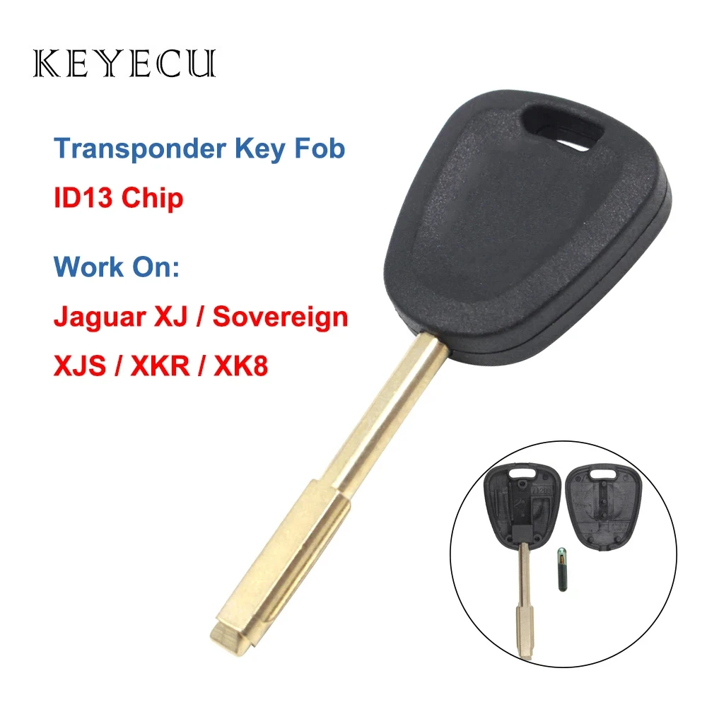 Keyecu Transponder Car Key with ID13 Chip for Jaguar XJ, XJ Sovereign, XJS, XKR, XK8 1997 1998 1999 2000 2001 2002