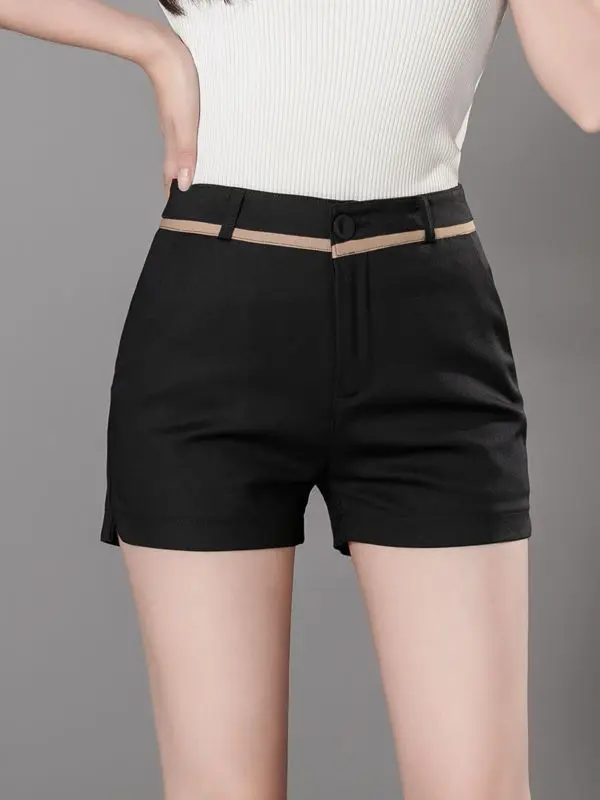 

Korean Style Thin Suit Pants Summer Lightweight Casual Loose Women's Shorts Fashionable Straight Leg mid Waist Polyester Fiber