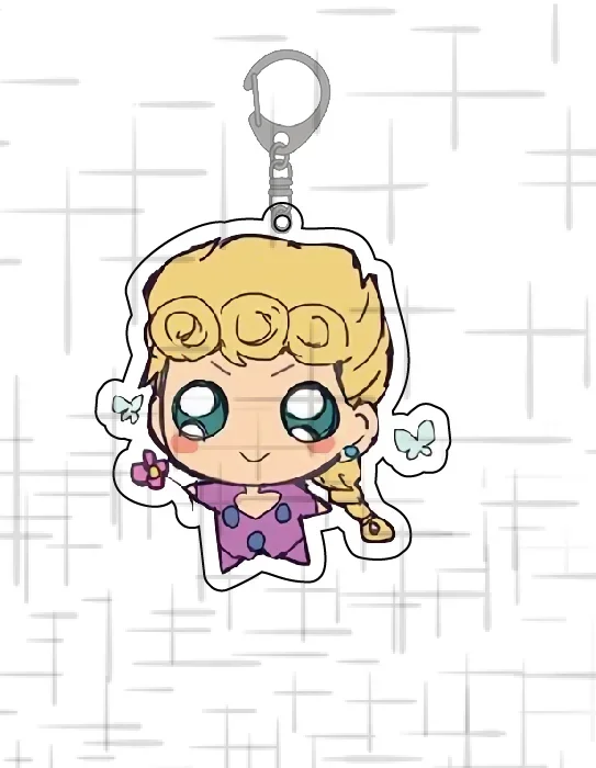 Anime Abbacchio Guido Mista Narancia Ghirga Giorno Giovanna Keychain Doll Acrylic Keyring Pendant for Gift