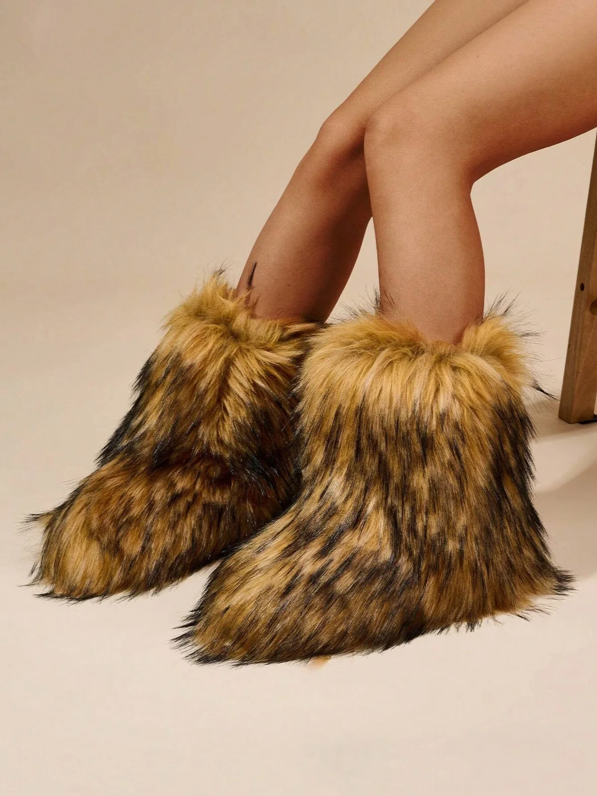 New Winter Faux Fur Lining Warm Casual Snow Boots, Fashion Mid-Calf Boots For Women, Christmas Vibe