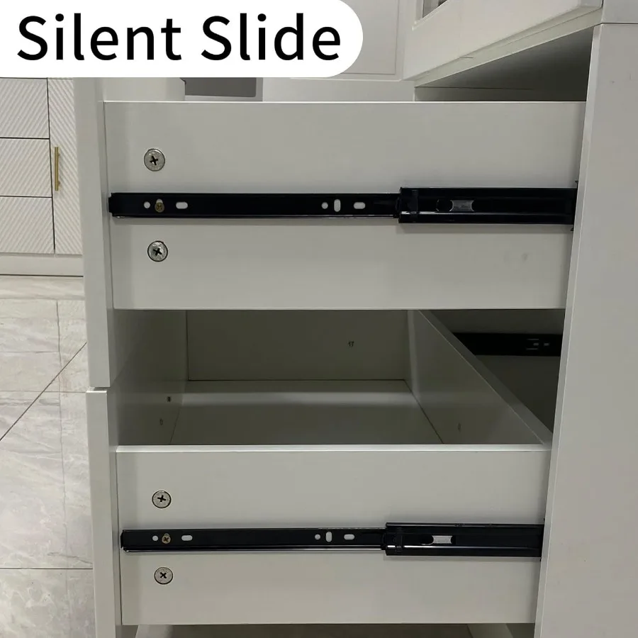 ガラス扉2枚付きワードローブクローゼット、高さ71インチ、寝室用ワードローブクローゼット、引き出し2つ付き、キャビネット収納ワードローブ