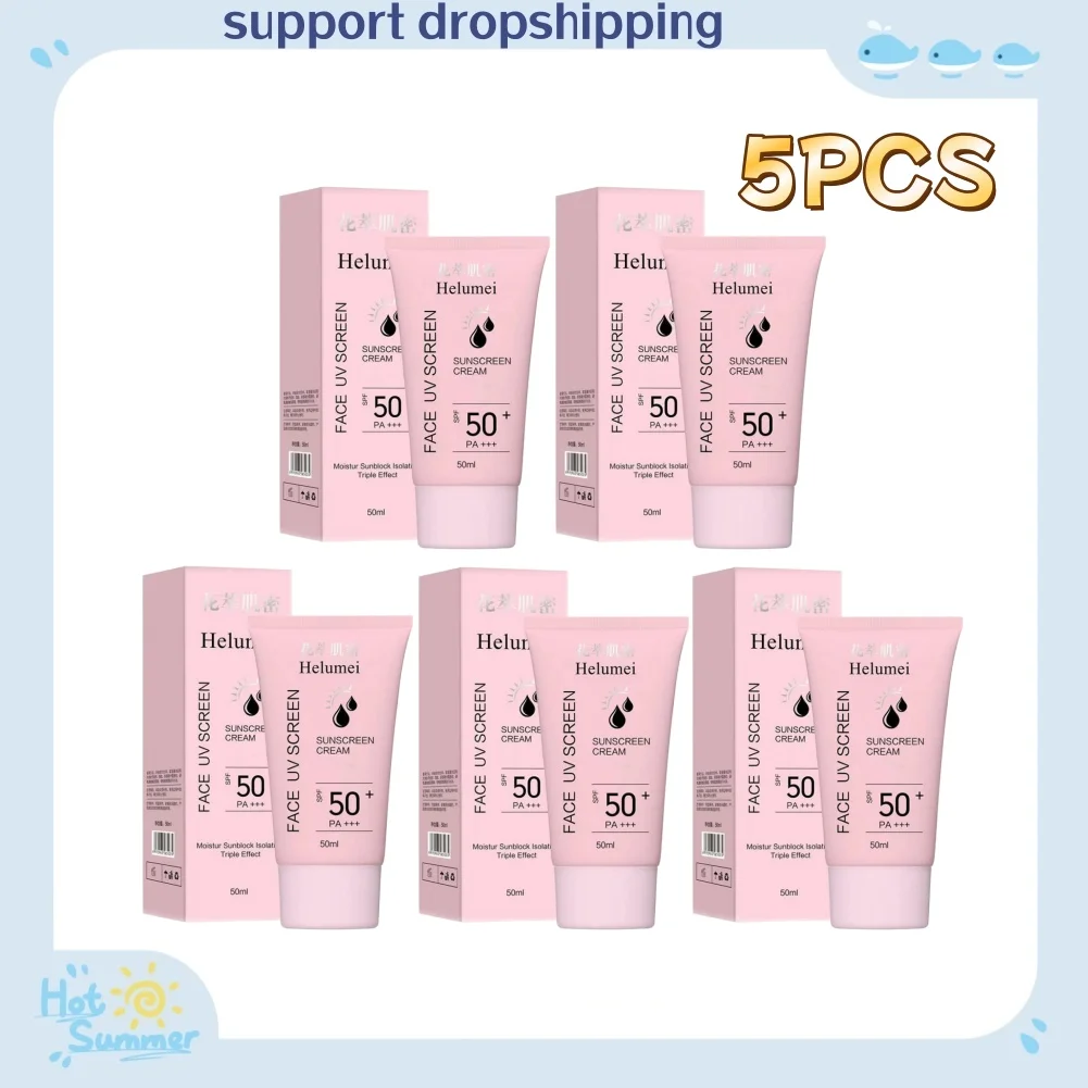 

5pcs SPF50+ Sunscreen Facial Moisturizer Repairing Face Essence Cream Nourish The Skin Prevent Aging Ultraviolet Resistance