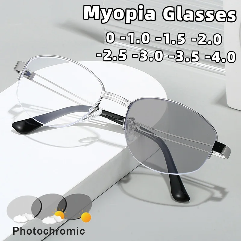 

Fashionable Oval-Shaped Photochromic Myopia Glasses Versatile High-Definition Comfort Eyewear Minus Diopter 0 To -4.0