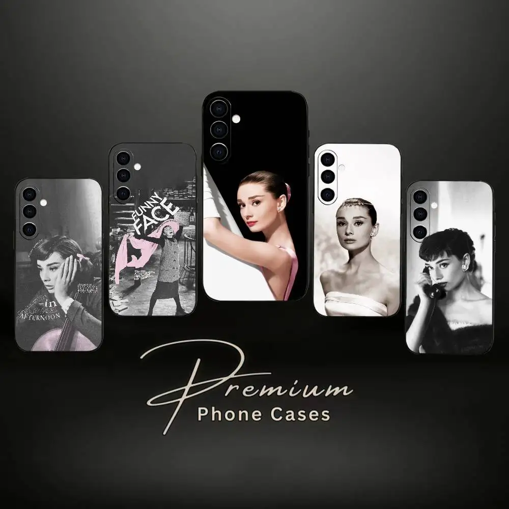 A-Audrey H-Hepburn Phone Case For Samsung Galaxy A73,A72,A71,A70,A53,A52,A51,Soft Silicone Black Cover