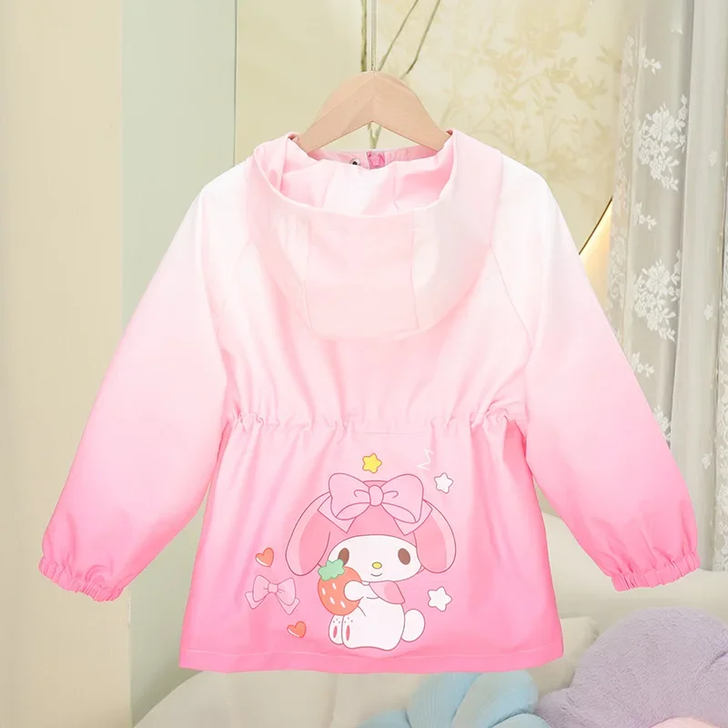 New Sweet Kawaii Sanrio Kuromi Ins Fashion Long Sleeve Coat Cute My Melody Children Windproof Clothing Jacket Gifts for Kids