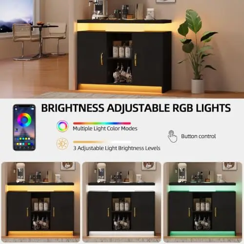 40-Inch Coffee Bar Cabinet with Storage and Charging Station image 6