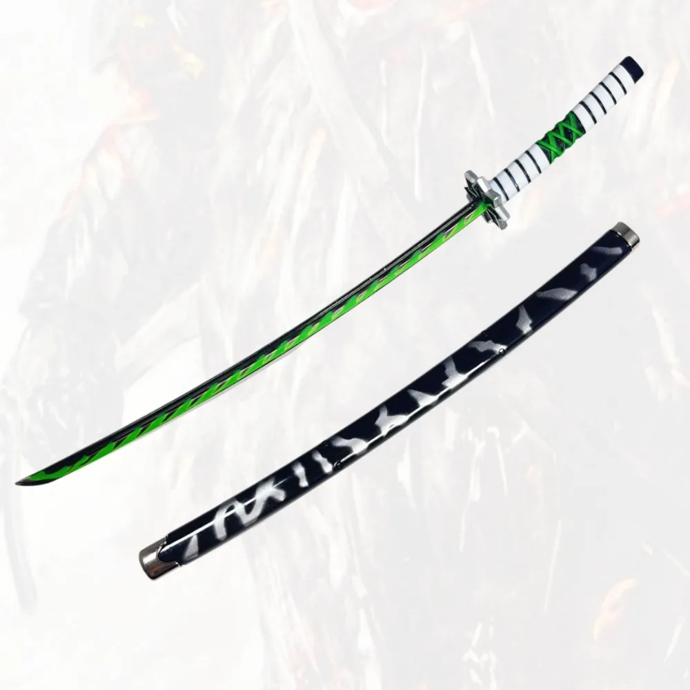 9.8 inch Demon Slayer Shinazugawa Sanemi Metalen Katana Zwaard Originele Samurai Sabel Ninja Mes Sabel Cosplay Accessoires Prop Speelgoed