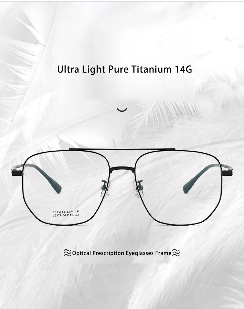 Große Größe reine Titan Brillen ultraleichte Mode Retro Pilot Doppelbrücke Brille optische Rezept Rahmen Mann Frau – Detail 4