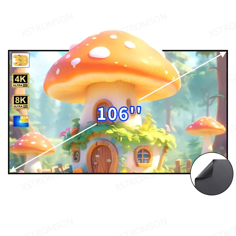 

New 16:9 106 inch ALR Black Diamond Projection Screen Fixed Frame 1CM Ultra Narrow Bezel for Normal/Long Throw Projector 4K 3D