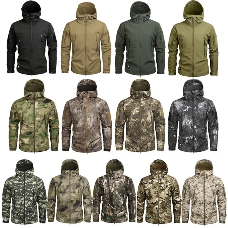 Shark Soft Shell Tactical Jacket Men Waterproof Warm Windbreaker US Clothing Winter Big Size Men Camouflage Jacket