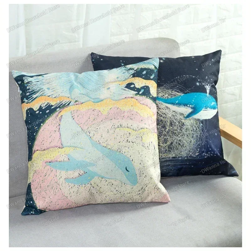 Watercolor Camper Van Beach Travelling Print Cushion Cover Pillowcase Sofa Bed Car Decorative Pillow Case Covers for Living Room