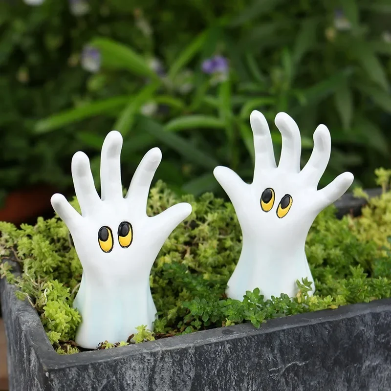 Resin Creative Ghost Gloves Home Desktop Outdoor Garden Flower Pot Halloween Ambience Decoration