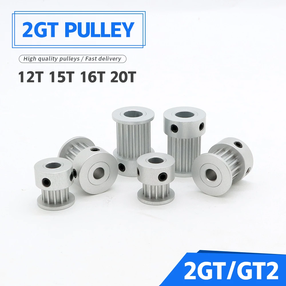 2GT Pulley 12T 15T 16T 20Teeth 2M Timing Pulley Bore 3 3.17 4 5 6 6.35 8mm Belt Pulley Width 6 9 10 15mm GT2 Synchronous Wheels