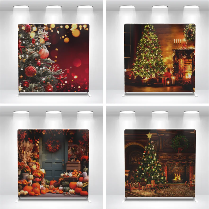 8x8ft 10x8ft 10x10ft Merry Christmas Decoration Display Portable Pillow Case Photo Booth Backdrop Stand Cover