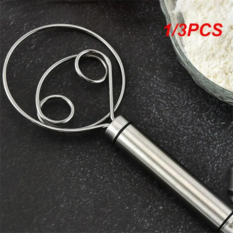 Batidor de masa danés, batidor de harina, batidor de masa de acero inoxidable, herramientas para hacer pan, adecuado para mezclar hornear, 1/3 Uds.